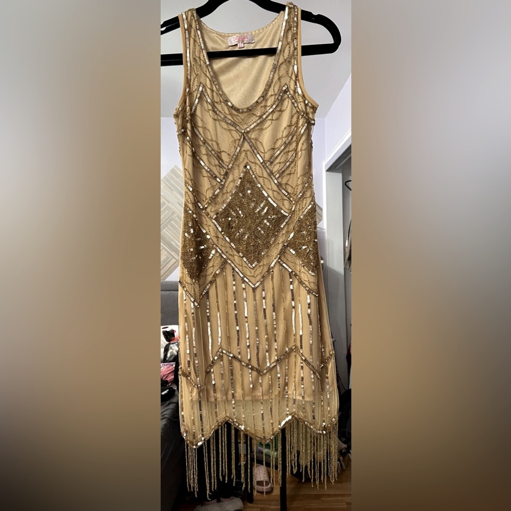 6 size Gatsby London  Lady Embellished Flapper Sequin Dress